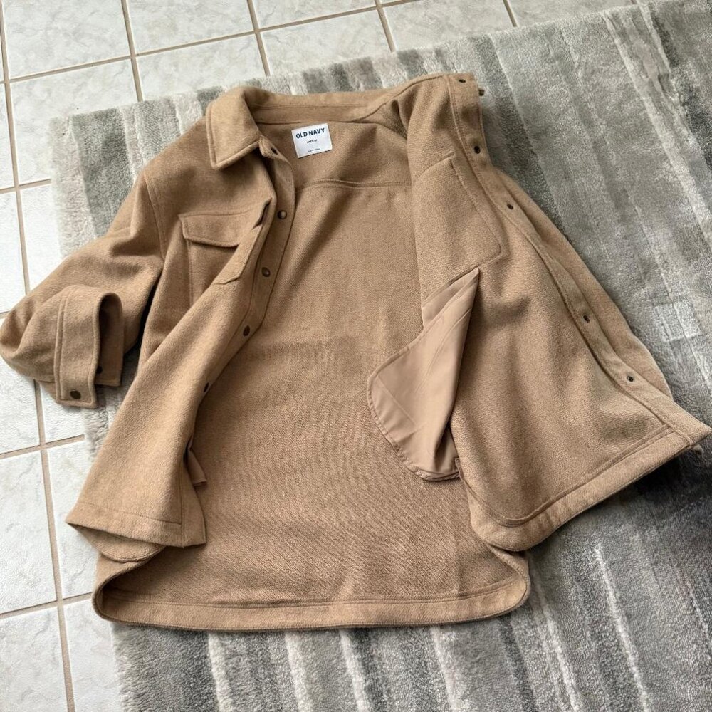 Old Navy Women's Tan large petite unlined hip length coat - Picture 3 of 5